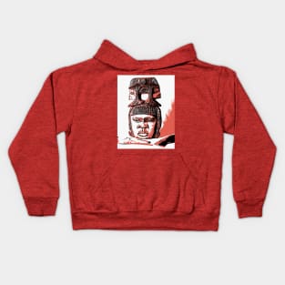 African Mask in Red Color Kids Hoodie